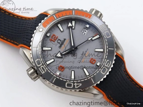 1226 Comfortable Planet Ocean 43.5mm SS VSF 1:1 Best Edition Black Orange Bezel Gray Dial on Nylon Strap A8900 Super Clone V 7730